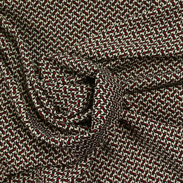 Microfibre imprimée polyester bouture bordeaux fond noir