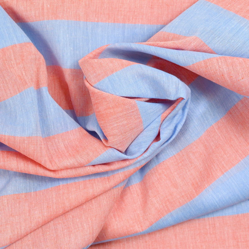 Blue and orange striped cotton