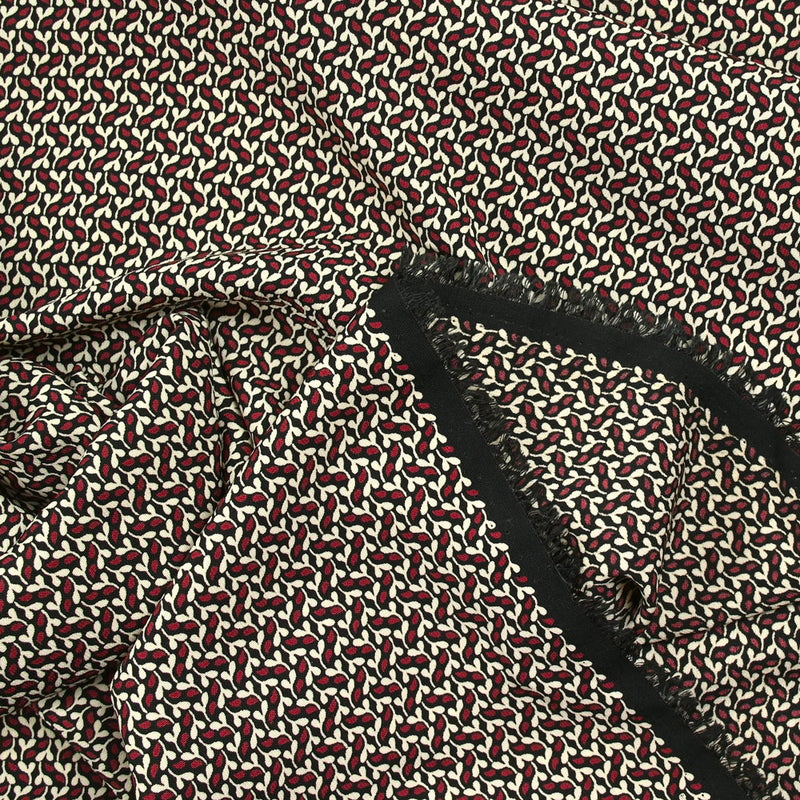 Microfibre imprimée polyester bouture bordeaux fond noir