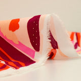 Viscose imprimée vague rose et rouge
