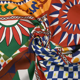 Sergé de coton élasthanne carnaval en folie multicolore