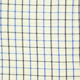 Coton à carreaux ligne bleu et noir fond écru