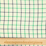 Checkered cotton green and navy ecru background