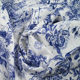 100% Lin imprimé nature vivante marine fond blanc