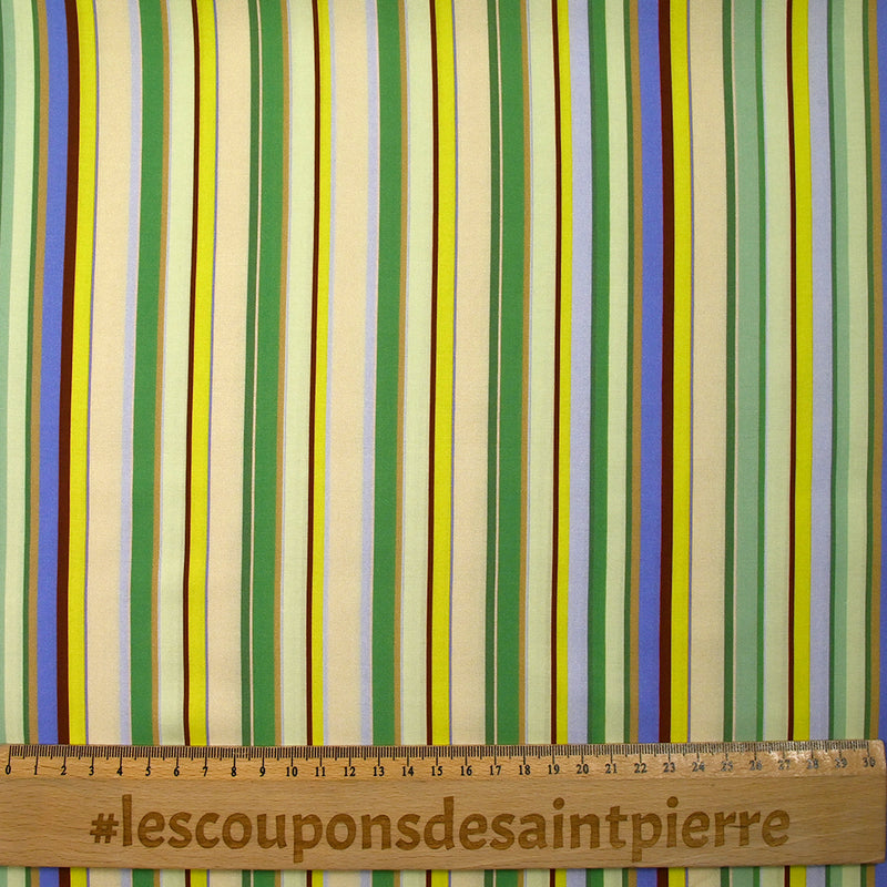 Viscose imprimée rayure arlequin vert et jaune fluo