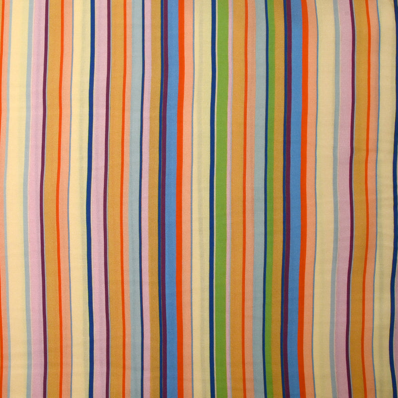Viscose imprimée rayure arlequin pêche et bleu