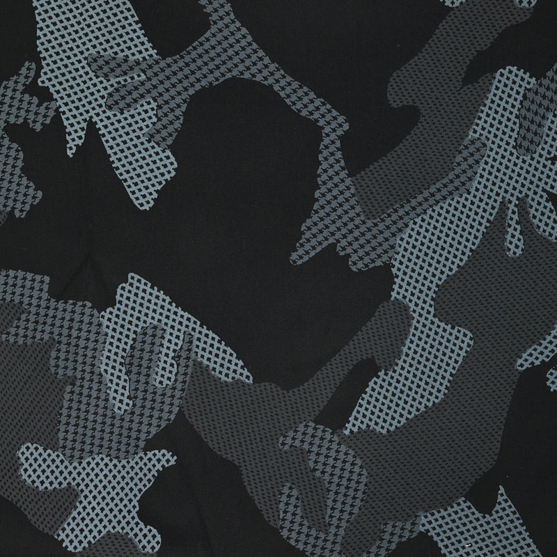 Satin de coton élasthanne lourd camouflage noir