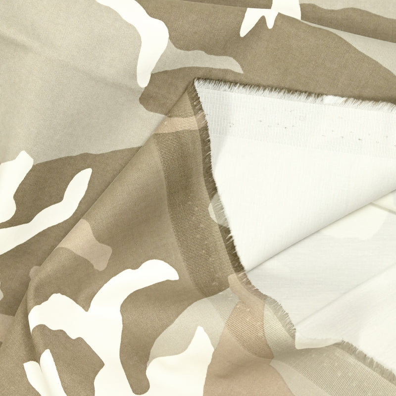 Satin de coton élasthanne lourd camouflage tan militaire