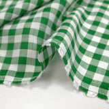 Polycoton tissé-teint aspect lin vichy vert prairie et blanc