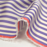 Satin de viscose tissé-teint rayé 6 mm mauve et blanc cassé
