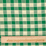 Polyviscose à carreaux ligne velours vert foncé et beige