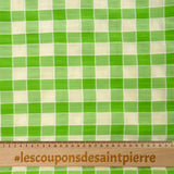 Polyviscose à carreaux ligne velours pistache et blanc cassé