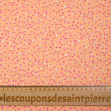 Cotton printed mini flowers salmon background