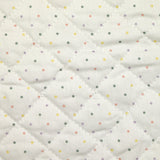 Coton matelassé double face Aurora pois et cœurs fond blanc au mètre