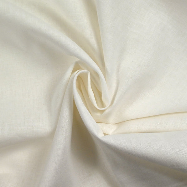 Lin et coton uni blanc cassé