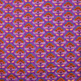 Coton matelassé double face Talia fleurs violet et brique au mètre