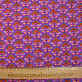 Coton matelassé double face Talia fleurs violet et brique au mètre