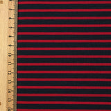 Jersey de coton rayé fraise fond bleu nuit