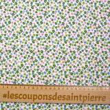 Cotton Printed Chantale Flowers Green and Rose
