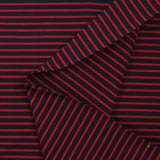 Jersey de coton rayé fraise fond bleu nuit