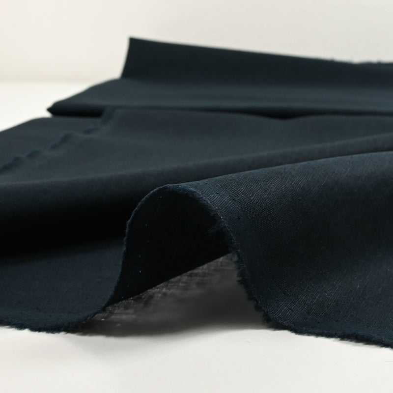 Lin et coton uni bleu nuit