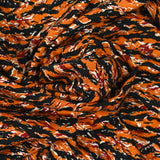 Printed viscose black and burnt orange flames