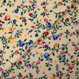 Polyester satin herbarium print light beige background