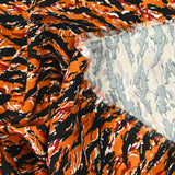 Printed viscose black and burnt orange flames