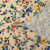 Polyester satin herbarium print light beige background