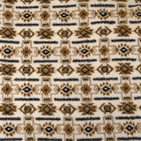 Fausse fourrure sherpa aztèque marron fond blanc cassé