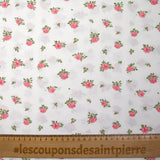 Coton imprimé les fleurs de Lou rose fond blanc