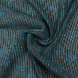 Lurex silk chiffon striped duck blue flowers anthracite background