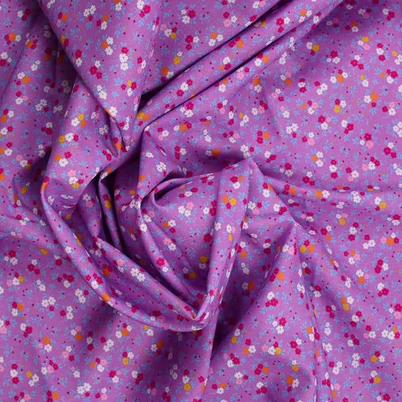 Sandra Flowers Print Cotton Purple Foundation