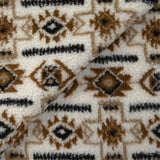 Fausse fourrure sherpa aztèque marron fond blanc cassé