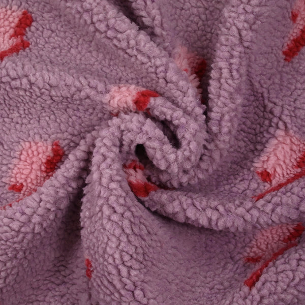 Fausse fourrure sherpa éclairs fond lilas