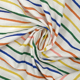 Coton imprimé rayures colorées fond blanc cassé