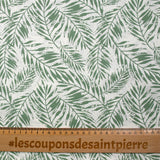 Coton imprimé empreinte de fougère fond blanc