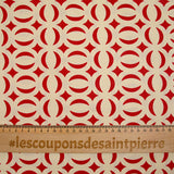 Coton imprimé parenthèse rouge fond beige