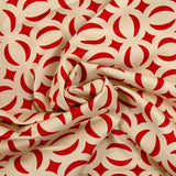 Coton imprimé parenthèse rouge fond beige