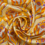 Doublure twill de viscose imprimé tapisserie orange fond jaune beurre