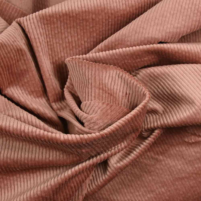 Velours de polyester côtelé 2 mm rose des bois