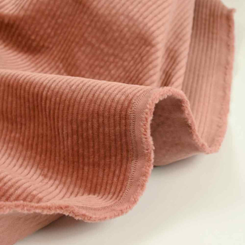 Velours de polyester côtelé 2 mm rose des bois