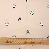 Coton imprimé panda fond sable rosé