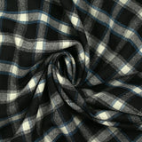 Flanelle de laine à carreaux blanc cassé et bleu fond noir