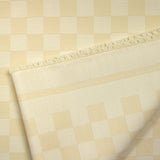 Jacquard de laine mélangée damier écru et crème