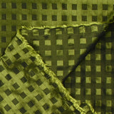 Jacquard de polyester satiné à carreaux vert