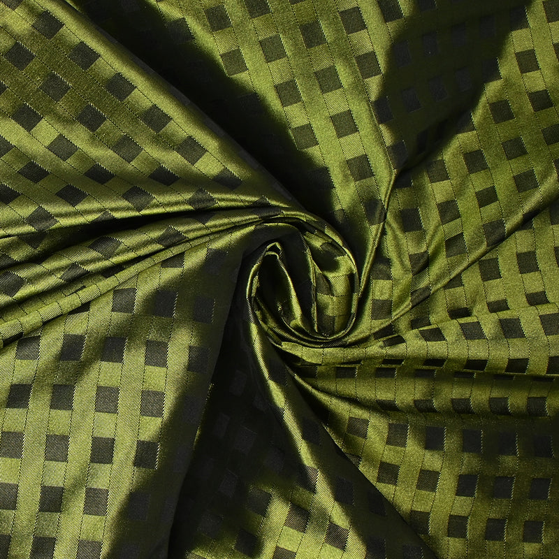 Jacquard de polyester satiné à carreaux vert