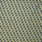 Microfibre polyester imprimée fleurs bleue fond jaune à pois