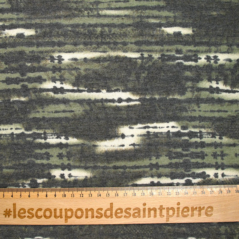 Jersey de polyviscose french terry imprimé camouflage vert