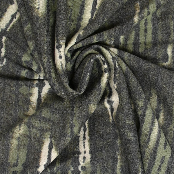 Jersey de polyviscose french terry imprimé camouflage vert